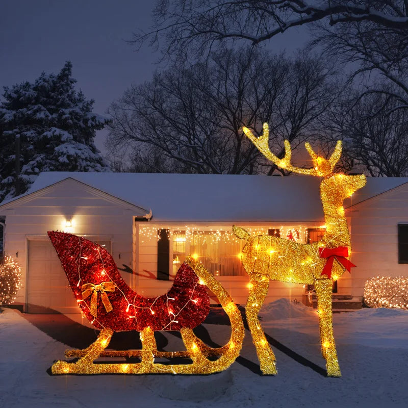 Weihnachts-Rentier und Schlitten Dekoration