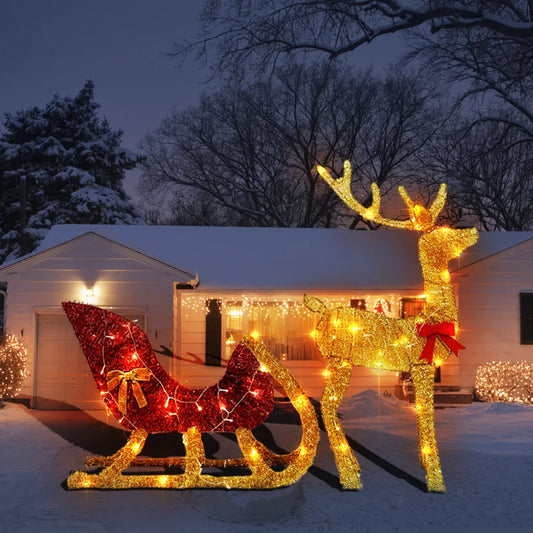 Weihnachts-Rentier und Schlitten Dekoration
