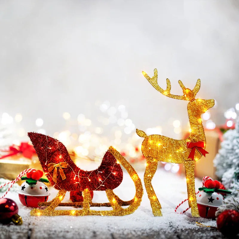 Weihnachts-Rentier und Schlitten Dekoration