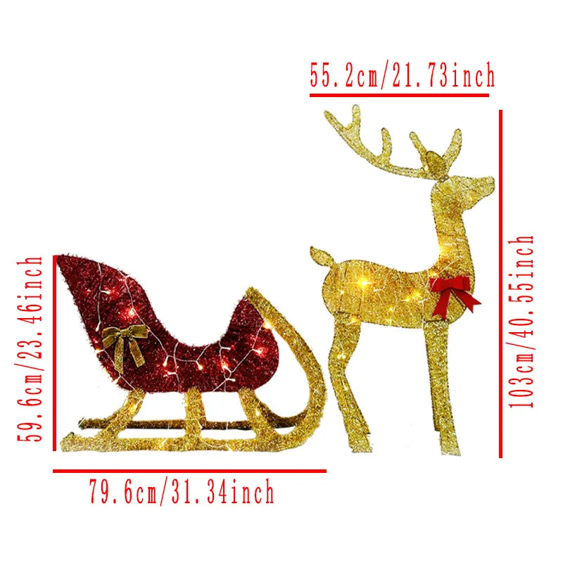 Weihnachts-Rentier und Schlitten Dekoration