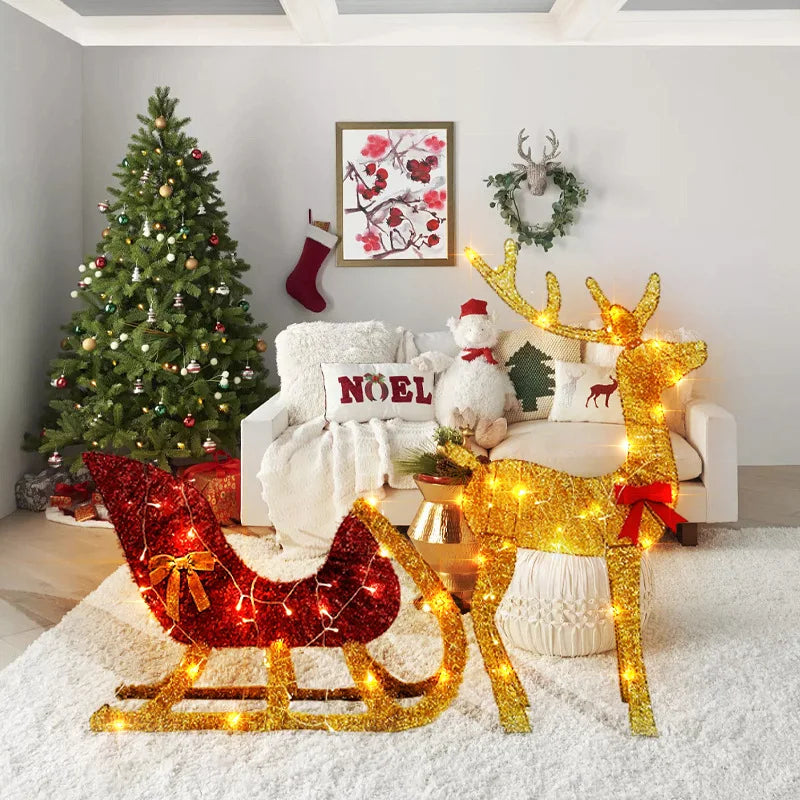 Weihnachts-Rentier und Schlitten Dekoration