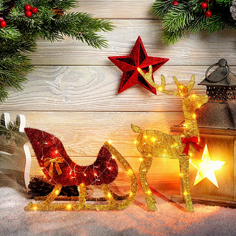 Weihnachts-Rentier und Schlitten Dekoration